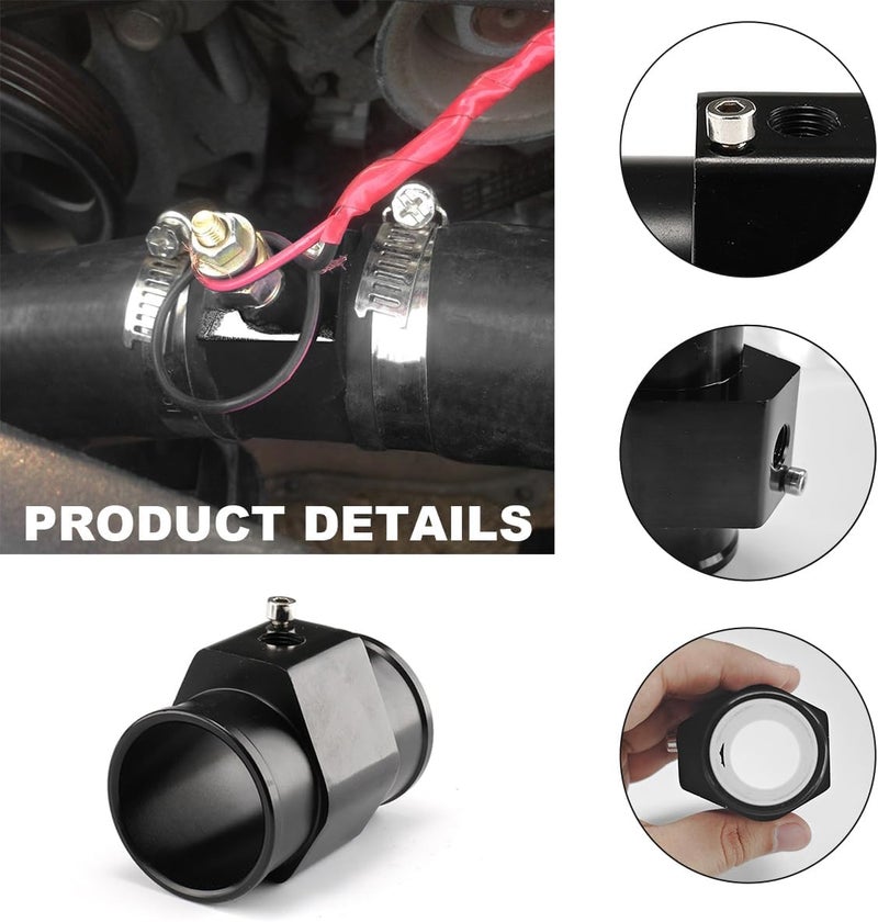 Wevdn Water Temp Joint Pipe, 40mm Aluminum Radiator Sensor Adapter with 2 Hose Clamps, Universal Water Temp Meter Temperature Gauge Joint Pipe Adapter Connector, Car Accessories - Image 5